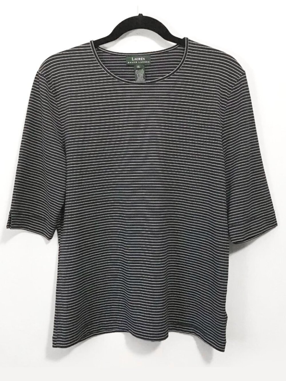 Lauren Ralph Lauren Navy & White Pinstripe Half Sleeve Tee XL